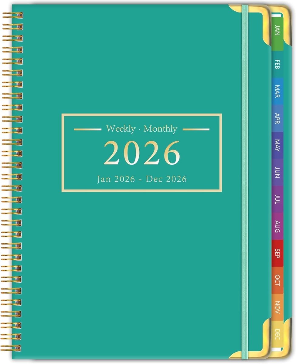 Dailygoods- Week- en Maandplanner met Elastische Sluiting - Tabblad - Groen - Organisatie - Planning - Agenda - Plannertje
