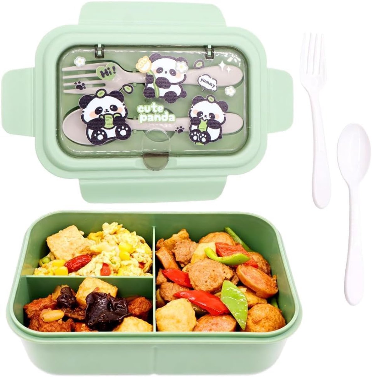 SnelShoppen - Panda Lunch Box met Compartimenten, Lekvrije Bento Box voor Kinderen en Volwassenen, Ideaal voor School, Picnic, Reizen, BPA-vrij, Makke