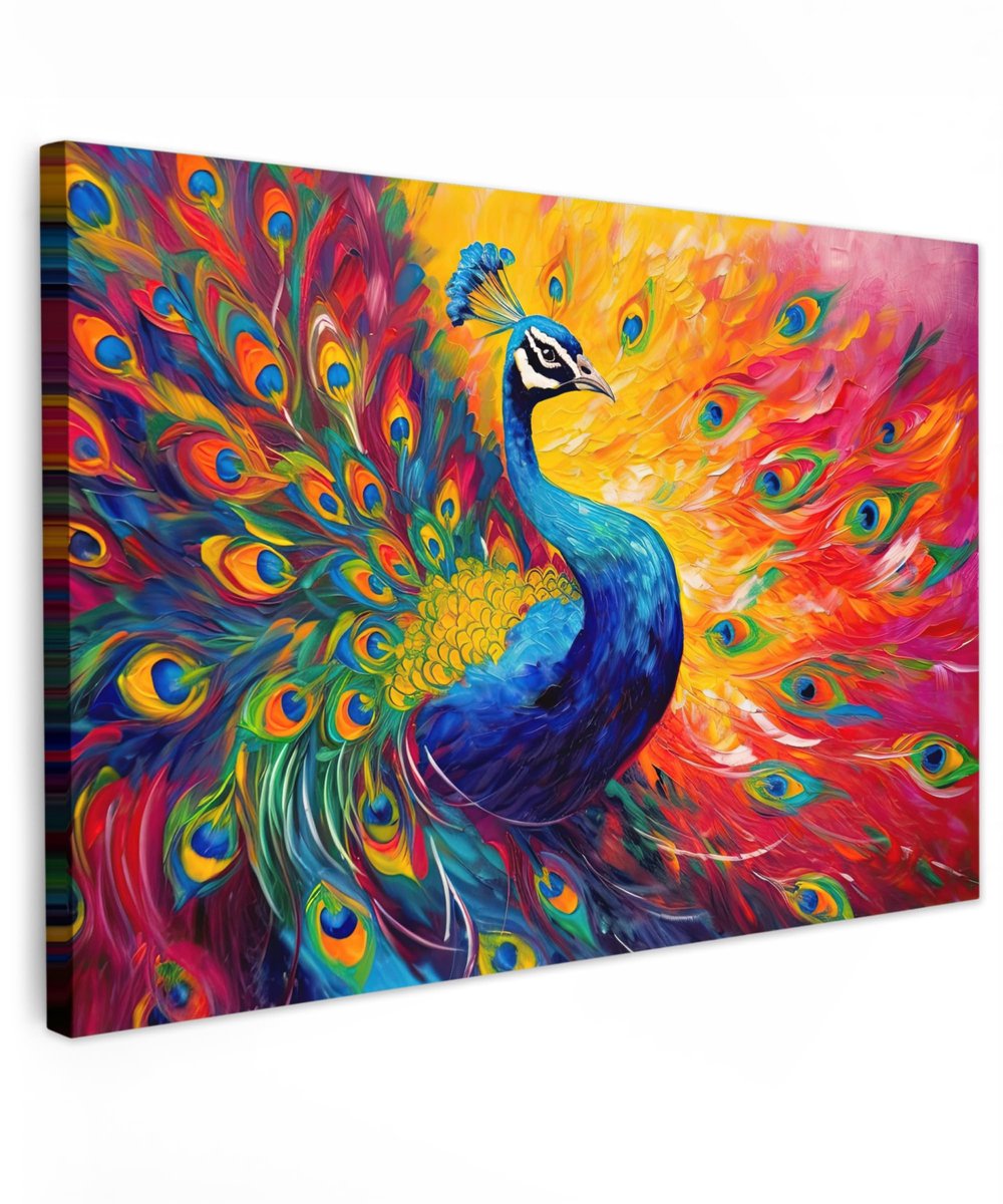 Dailygoods- Schilderij 120x80 cm - Canvas Wanddecoratie - Schilderijverlichting - Houten F