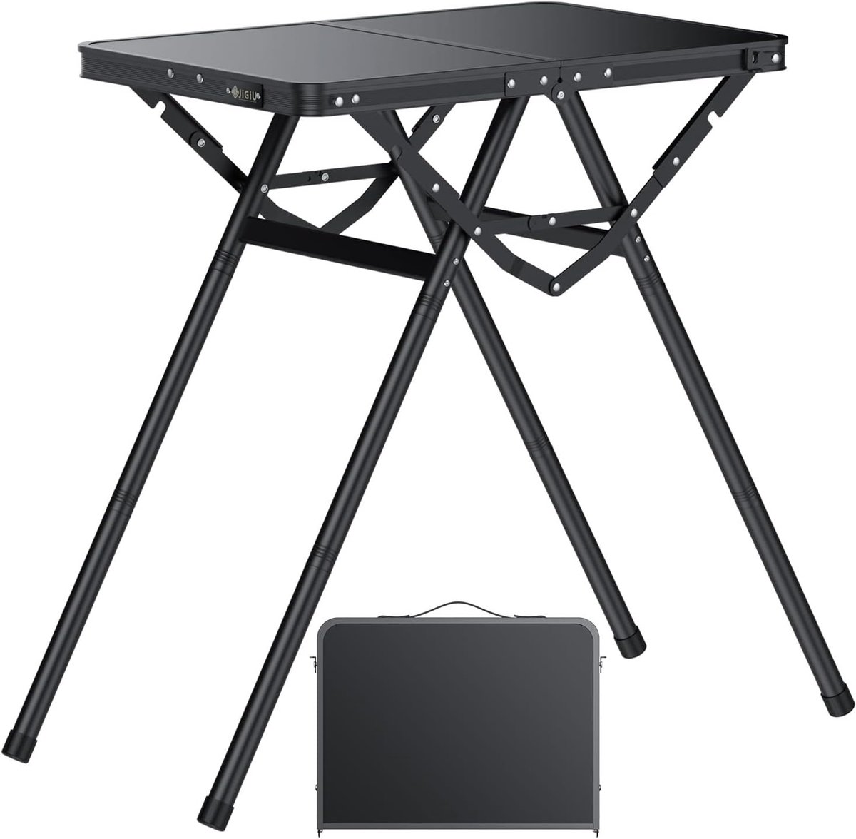 Thijox - Opvouwbare Campingtafel - Hoogte Verstelbaar - Aluminiumlegering Tafel - Max Gewicht Capaciteit 180 lbs - Draaggreep - Stabiele Driehoek Voet