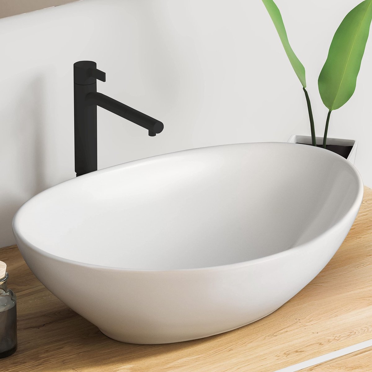Dailygoods- Opzetwastafel Ovaal - Waskom zonder kraangat - Badkamer/gastentoilet - Lotus effect - Tijdloos ontwerp - Eenvoudige installatie - Wastafel