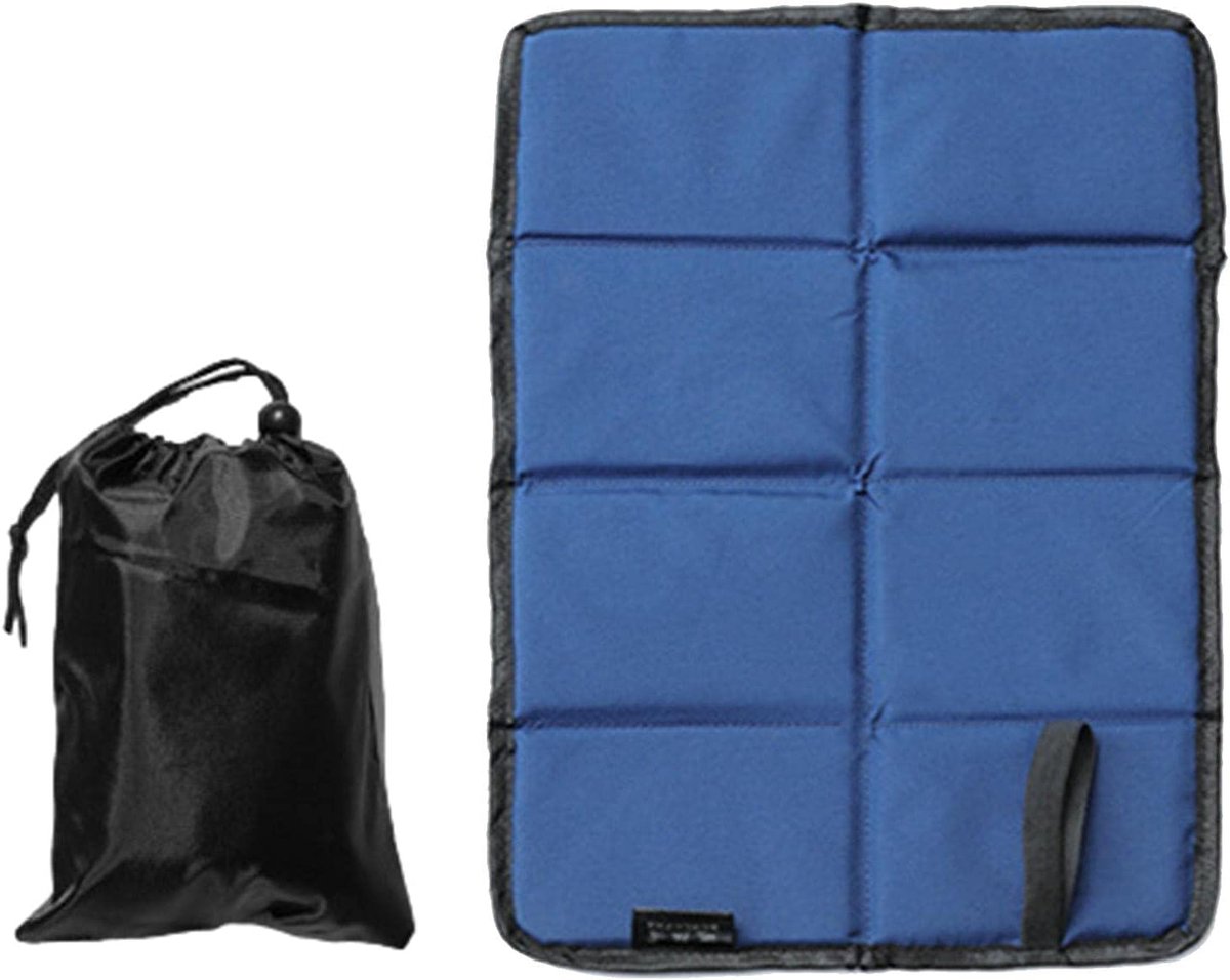 Opvouwbaar, isolerend zitkussen voor buiten – set van 2 – zitkussen voor kinderen – waterdichte speelmat – wandelaccessoire – blauw