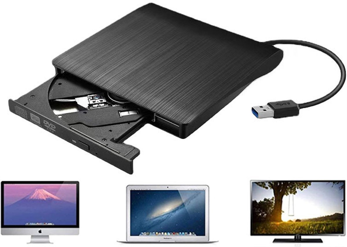 Externe dvd- of cd-speler - Externe dvd-speler voor laptops - Externe dvd-speler en -geschikt voor Windows，geschikt voor Linux ，geschikt voor Mac-systemen - USB 3.0-interface - dvd-speler - Plug and Play