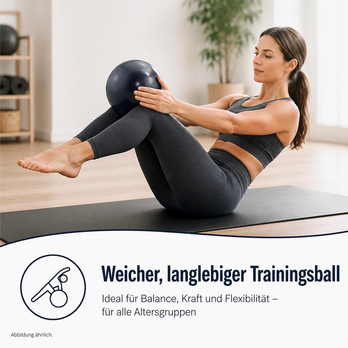 SnelShoppen - Zachte Pilates- en Yogabal - Ideaal voor Revalidatie, Fysiotherapie, Rugpijnpreventie - Geschikt voor Thuis en Sportschool - Kleur: Dive