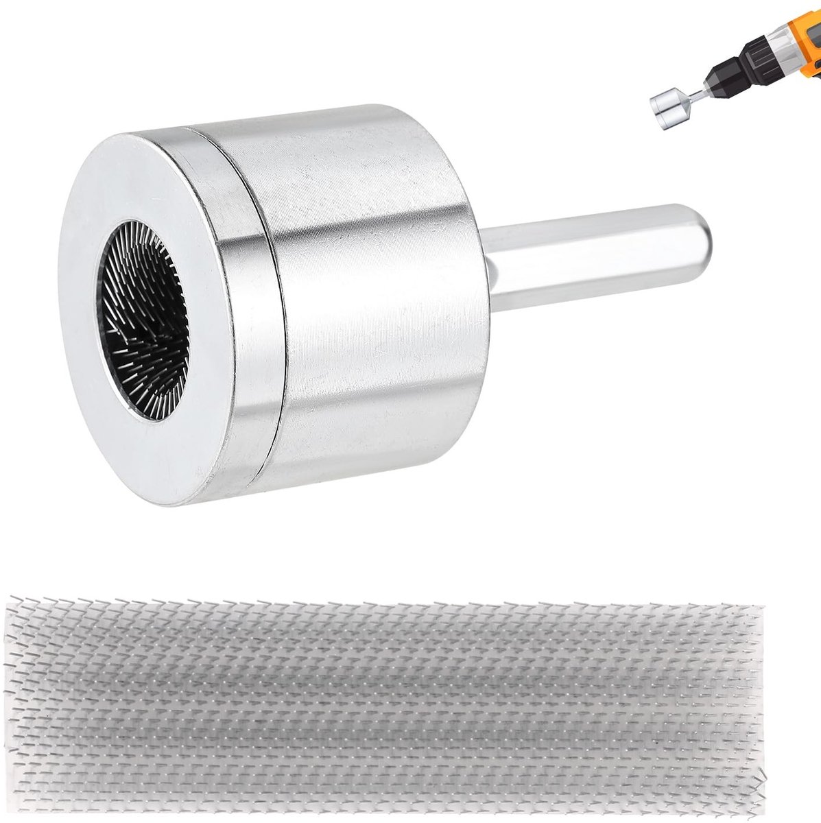 Dailygoods- Pijpreiniger Set - Koperen Pijpreiniger 6,7x3,8cm - 2 Vervangende Borstels 9x2,7cm - Metaal - Zilver - Handmatig Gebruik - Leidingenreiniger