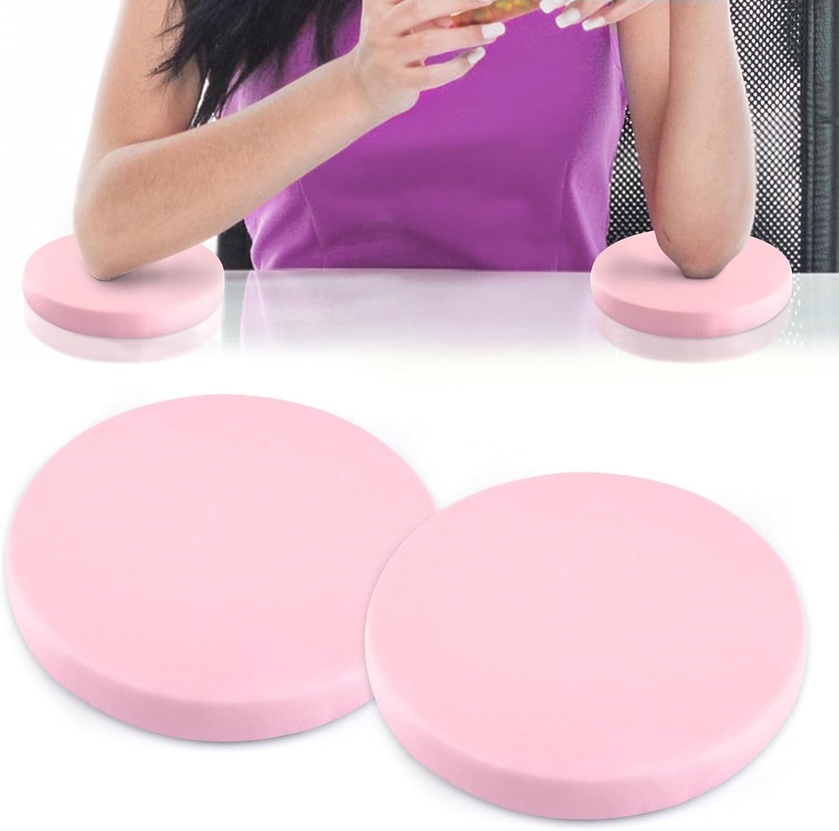 Elbow Support voor Nageltechniek - 2 Stuks, Comfortabele Ondersteuning voor Arm en Elleboog, Ideaal voor Nagelstylisten, Roze