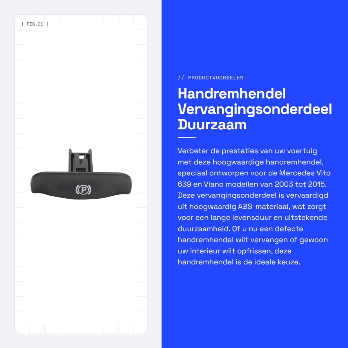 Dailygoods- Handremhendel Vervangingsonderdeel - Remhendel Fatbike - Remhendel Fiets - ABS Materiaal - Geschikt voor Vito 639/Viano 2003-2015 - Betere prestaties