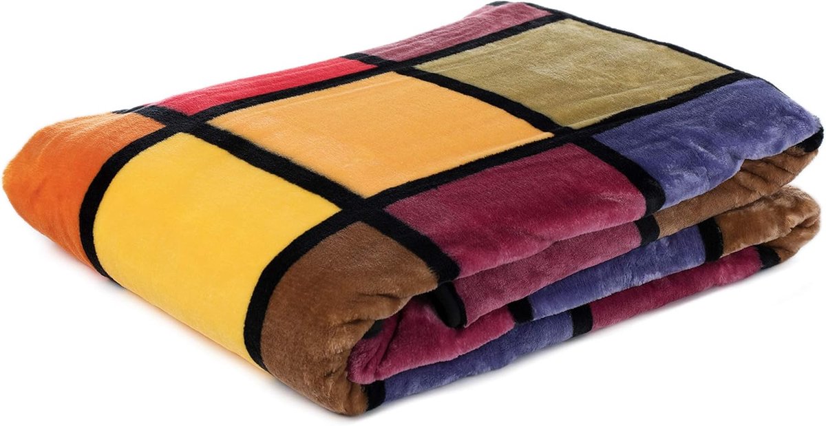 Thijox - Superzachte Kasjmier-Feeling Plaid, Bedrukt, 150 x 200 cm, Trendy Oranje/Rood/Geel, Ideaal voor Bank, Knuffeldeken, Woondecoratie, Camping en