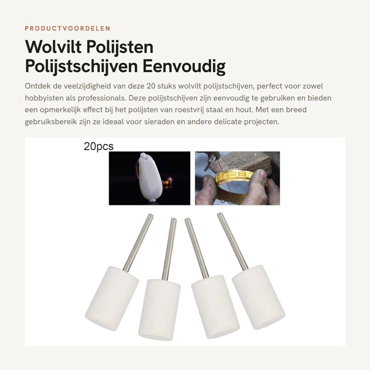 Dailygoods- Polijstschijven 20 stuks - Wolvilt Polijstschijf - Polijstmiddel - Slijpkop - Sieraden Polijstgereedschap - Multifunctioneel Gebruik