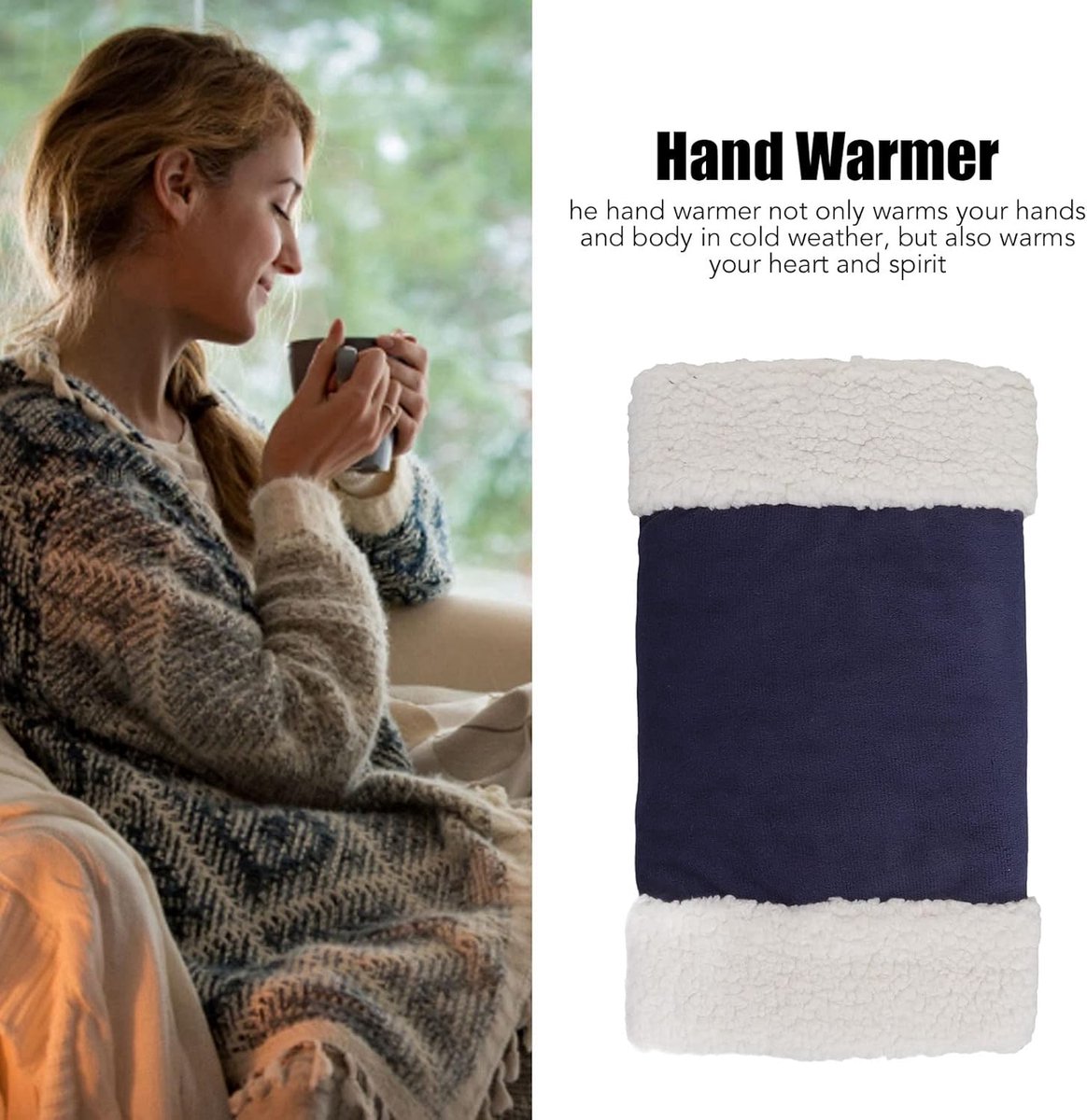 Thijox - Draagbare Verwarmde Handmof USB Oplaadbare Handwarmer met Snelle Verwarming, Donkerblauw, Perfect voor Kamperen, Jacht, en Koude Winterdagen
