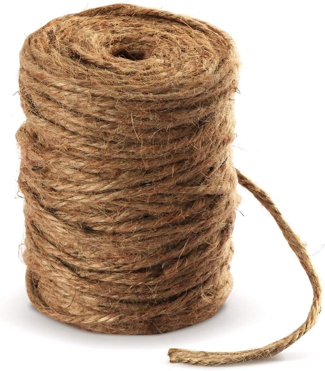 Thijox - 100 m Tuinkoord 4 mm Jute Koord Natuurlijk voor DIY Knutselen, Tuin Decoratie, Bloemstukken, Kunst en Handwerk, Eco-vriendelijk, Perfect voor