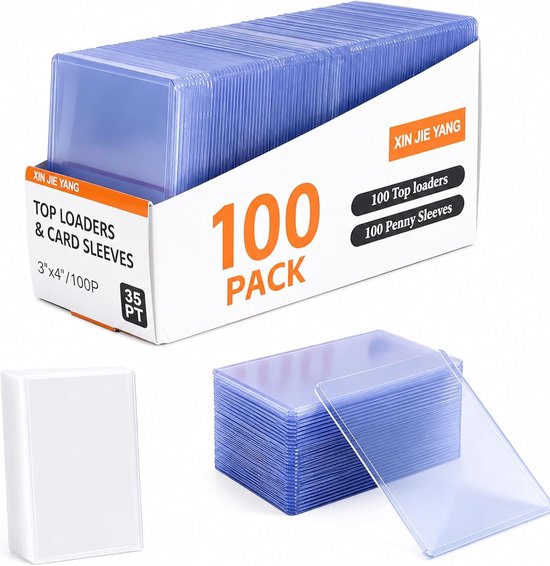 Thijox - 100 Harde Kaarthoezen + 100 Transparante Kaarthoezen - Card Sleeves Set 7,6 x 10,2 cm - Top-Loader Beschermhoezen voor TCG Verzamelkaarten, M