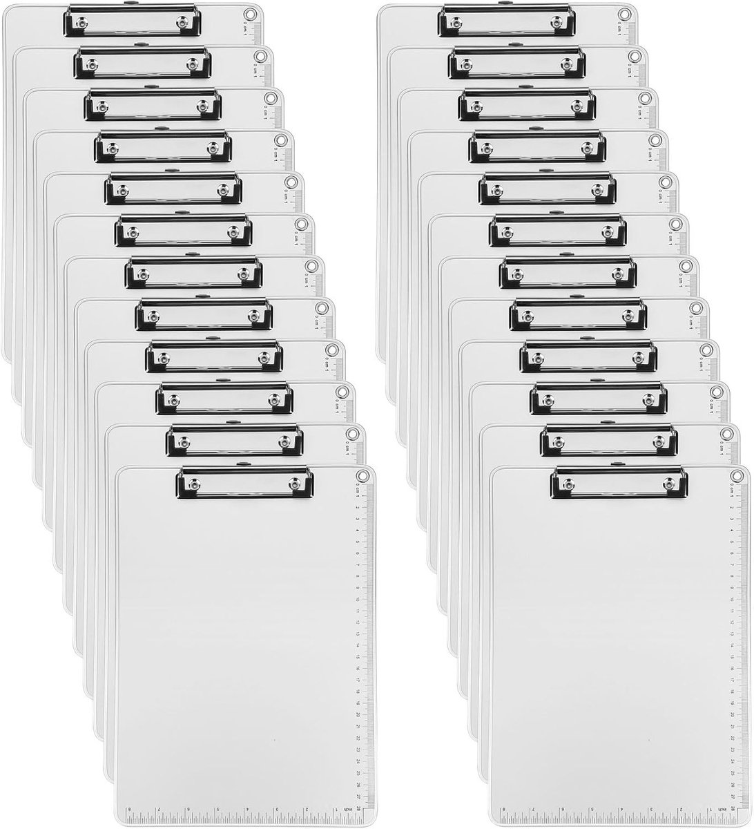 A4 Clipboard van Metaal, 24 Stuks Kantoor Clipboard met Aluminium Clip, Ideaal voor School, Thuis en Buitengebruik