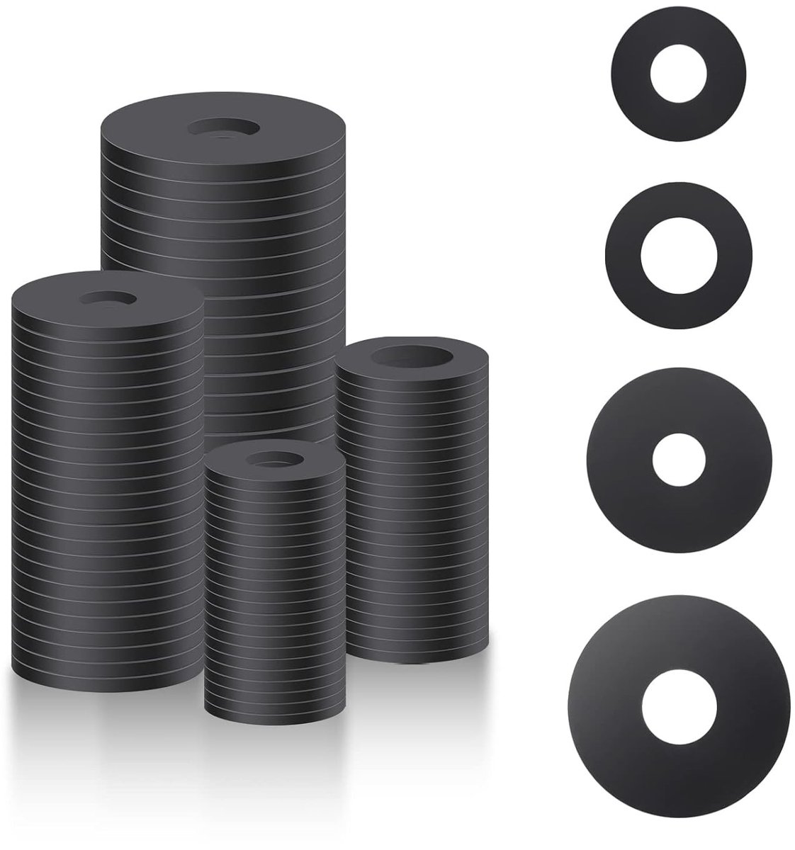 100 Stuks Platte Rubber Ringen Assortiment, Zware Dubbelzijdige Dempingspads voor Huishoudelijke Apparaten, Kranen en Schroeven in 4 Maten