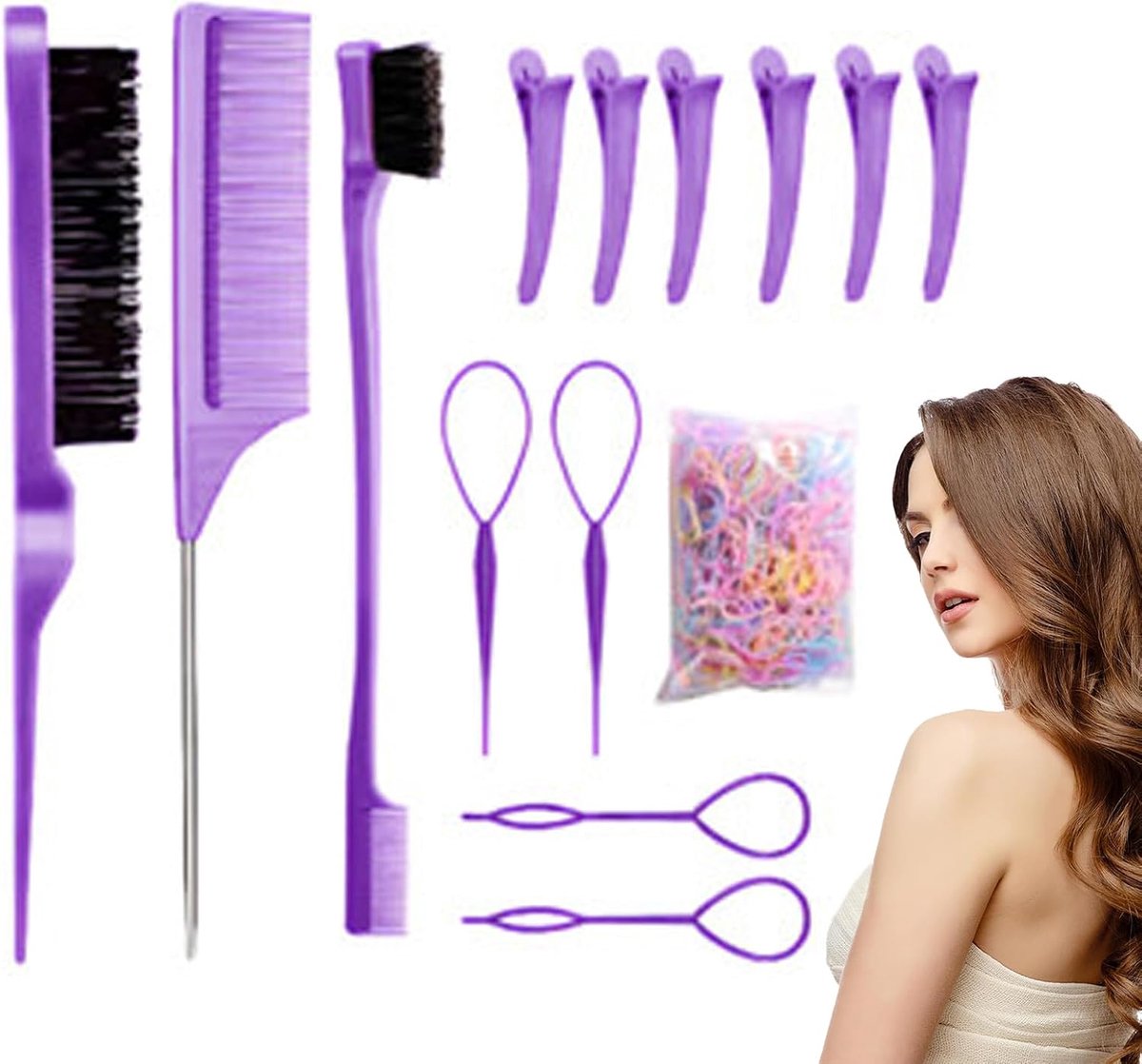 Thijox - Stylingkammen voor Vrouwen, Draagbare Ontklit Haarborstel Set, Ergonomisch Ontwerp, Perfect voor Paardenstaarten, Vlechten en Dagelijks Haars