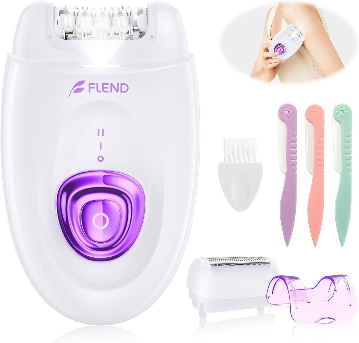 Thijox - Elektrische Epilator voor Vrouwen, Draadloze 2-in-1 Gezichts- en Lichaamsepilator met LED Licht, Oksel- en Beenverzorging, Mini en Handig voo