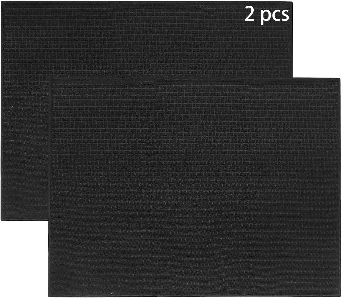Thijox - Set van 2 Microvezel Droogmatten - Sneldrogende Afdruiprekken voor Keuken - 20 x 38 cm - Zwart - Ideaal voor Aanrecht, Servies en Apparaten