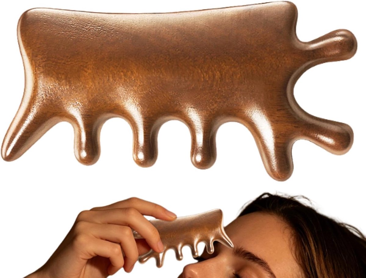 Thijox - Hoofdhuid Massageapparaat van Natuurlijke Sandelhout | Breedtand Kam voor Rug, Nek, Lichaam | Ideaal voor Thuis Spa, Reizen, Douche, Yoga, Me