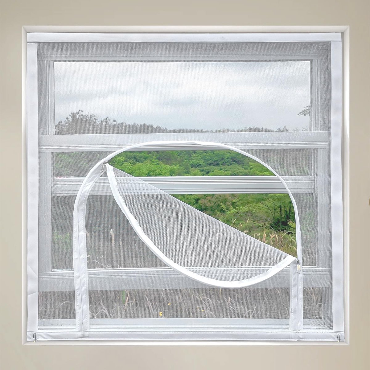 Inovra- Vensterscherm Verstelbaar 160x160cm - Raamscherm Buiten - Raamscherm Vervanging - Raamscherm met Ritssluiting - Raamscherm Hout - Maatfout ±1 inch