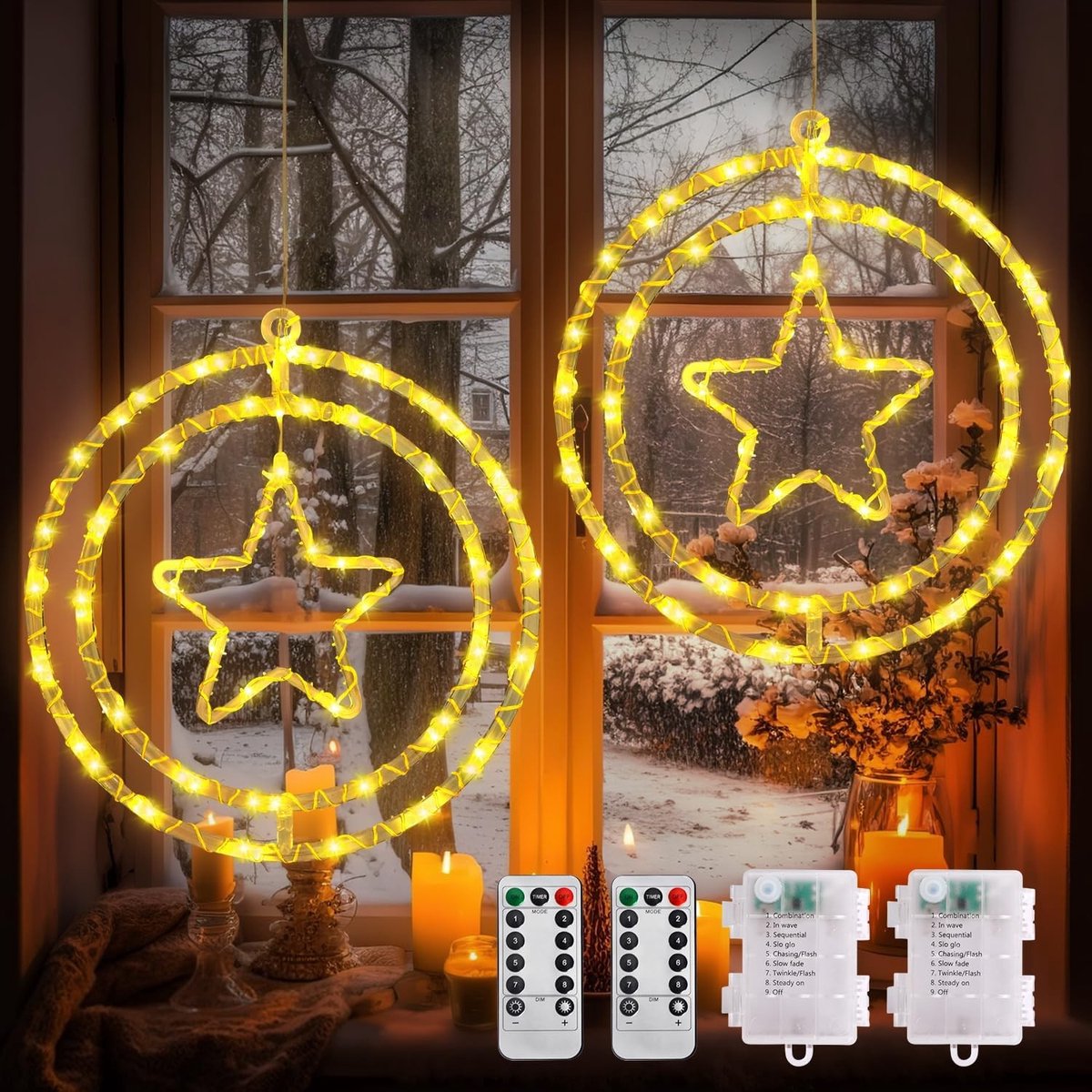Verlichte Kerstster Lichten voor Binnen en Buiten - Decoratie voor de Feestdagen, Sfeervolle Kerstverlichting en Tuinverlichting