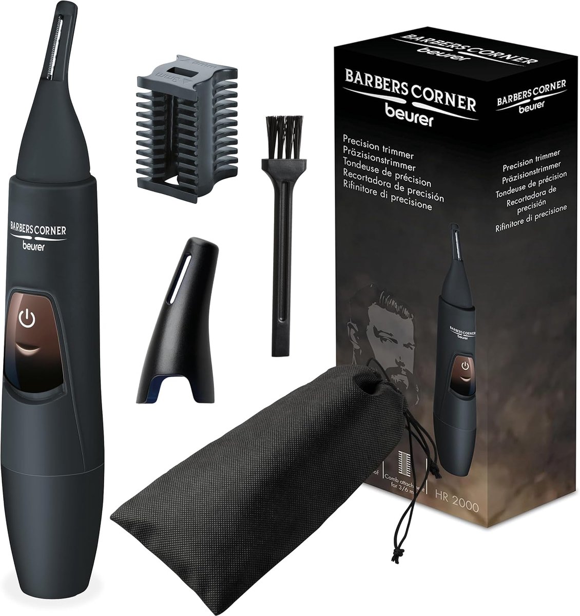 Thijox - Precisietrimmer voor Wenkbrauwen, Neus- en Oorhaar - Elektrische Haartrimmer met Roestvrijstalen Mes - Perfect Gebogen Ontwerp - Inclusief 2