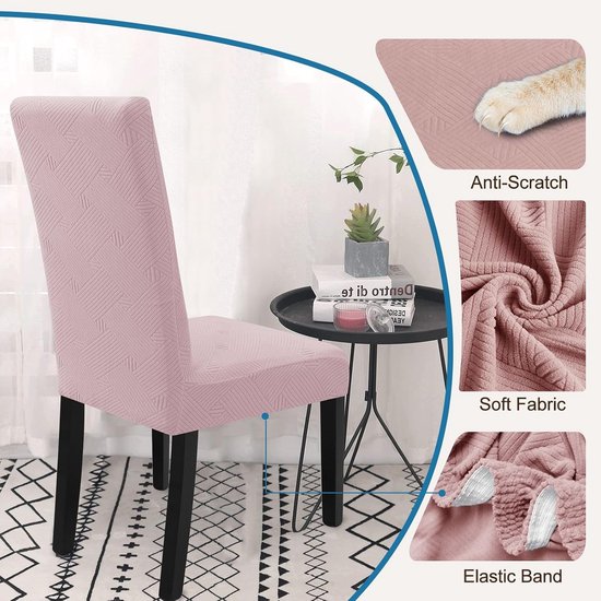 4-delige Universele Stoelhoezen Roze - Elastisch en Wasbaar voor Eetkamerstoelen van Merkloos — afbeelding 4