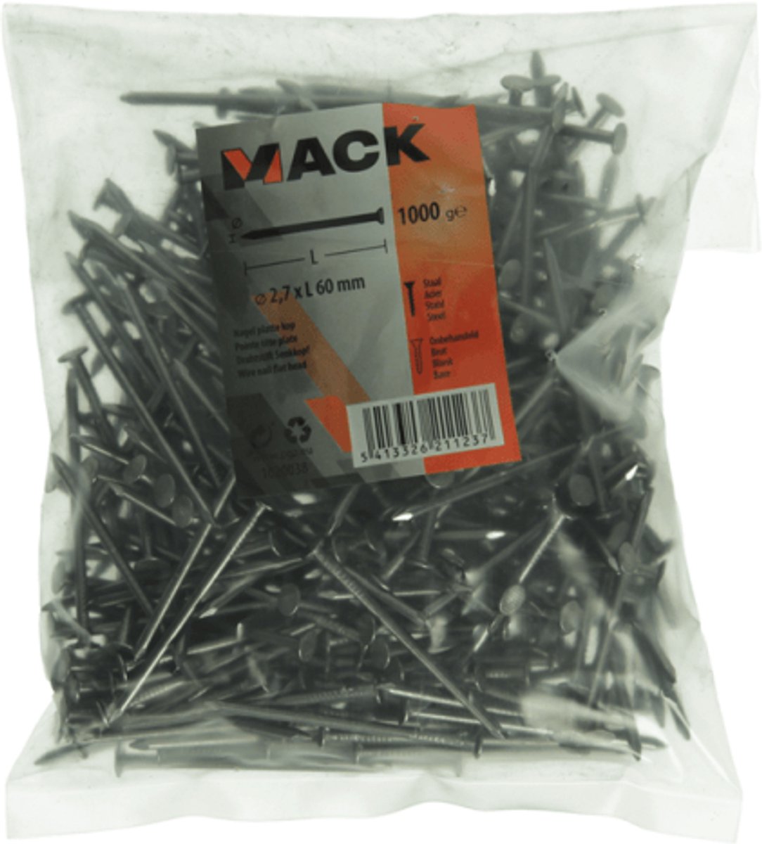 Mack Nagel Platte Kop 1000 gram 2,7 x 60 mm