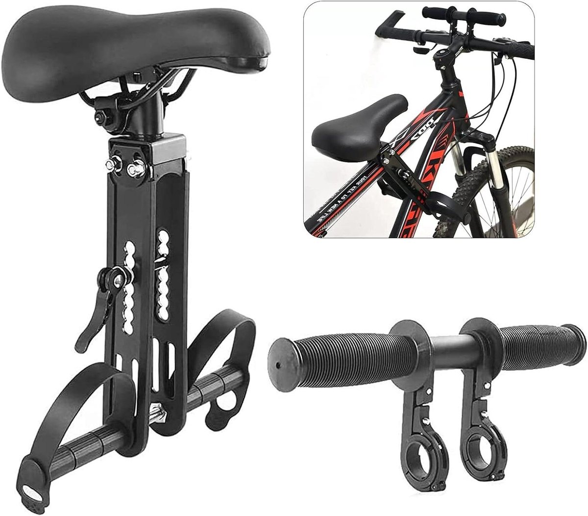 Kinder Fietsstoel - Voorzitje Kind - Samen Fietsen - Eenvoudige Montage - Tot 21.8 kg - Zwart