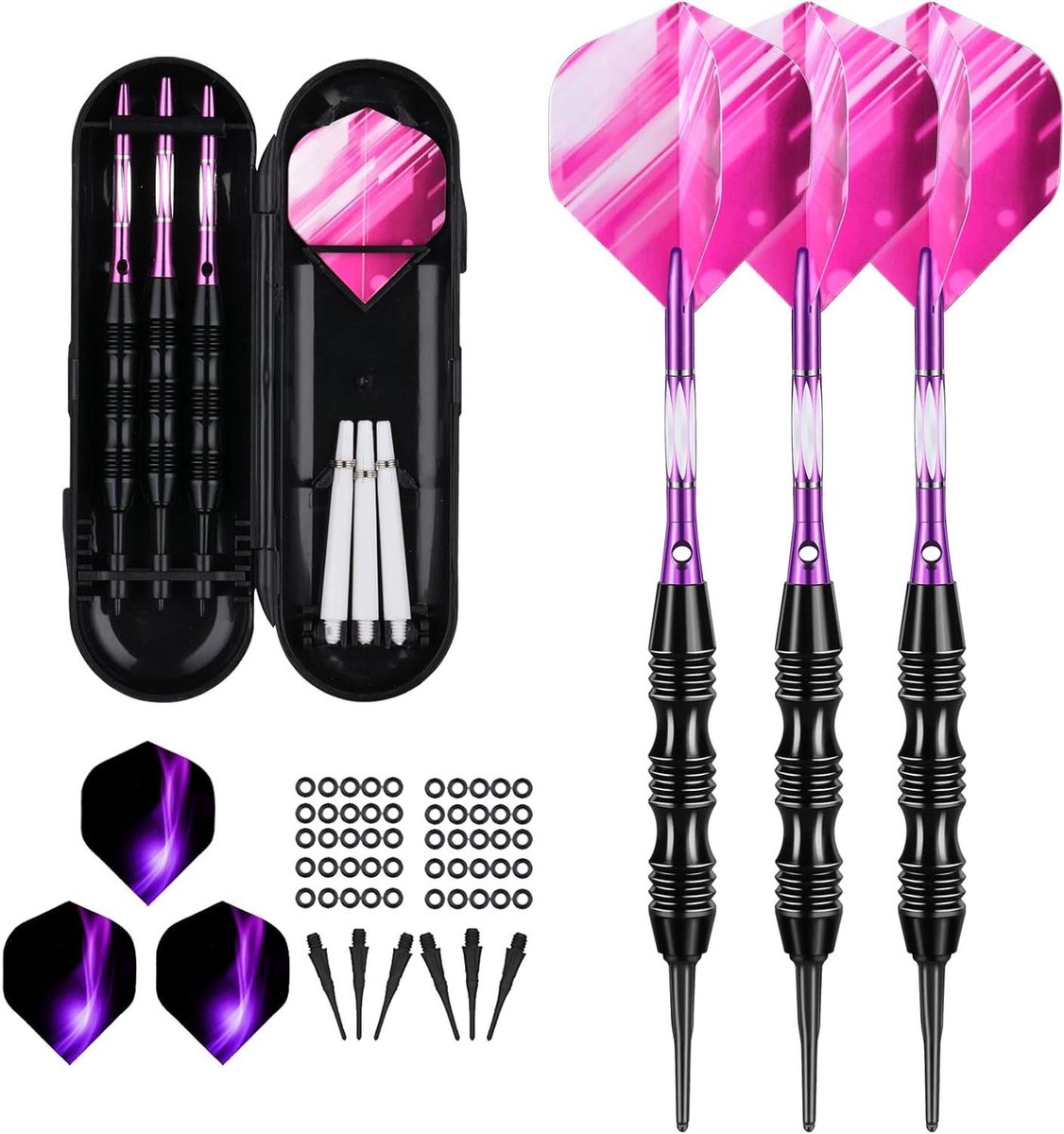 Dartpijlen Set - Softdarts - Dartspel Spelen - Aluminium Shafts - 20 Gram - Paars