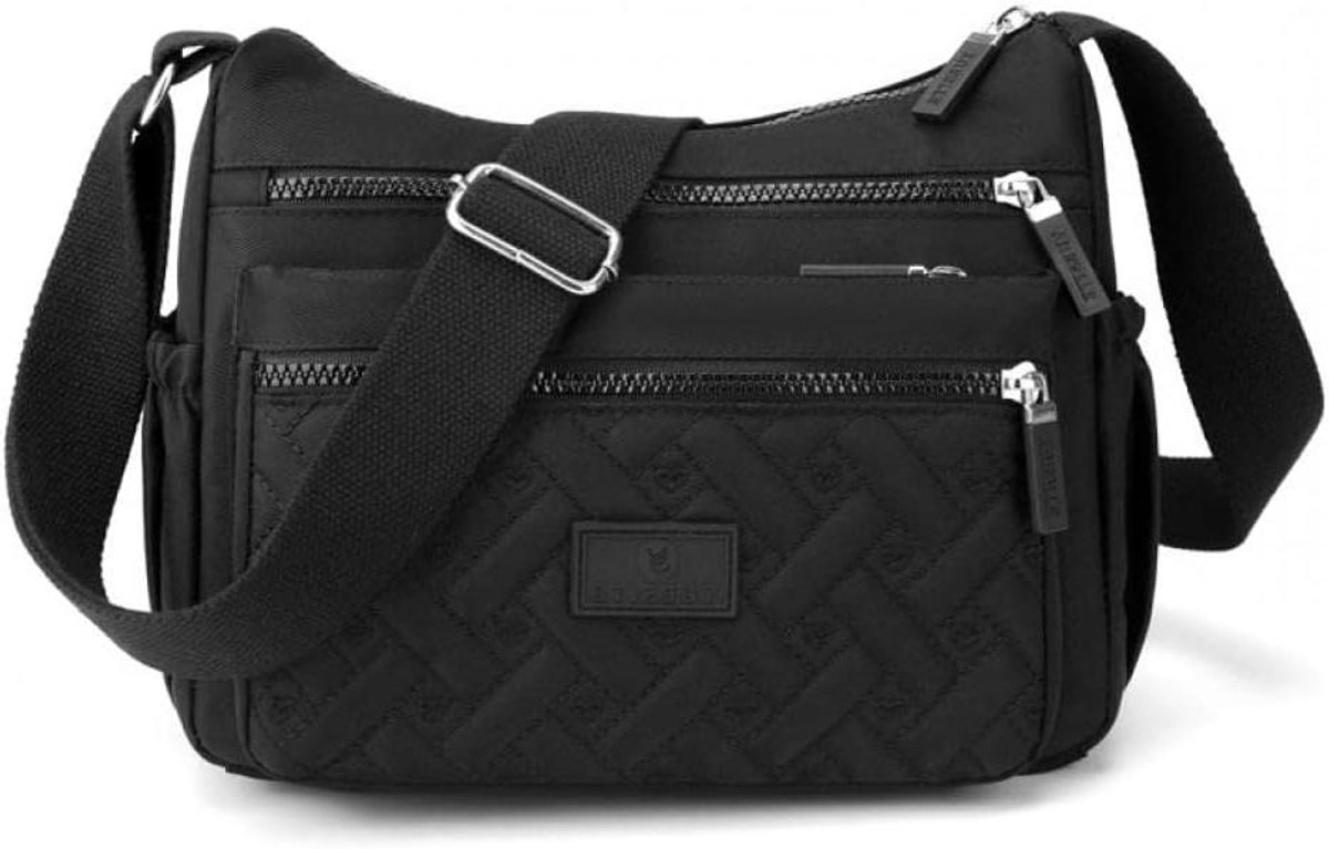 Dames Crossbody Tas - Schoudertas Handtas - Dagelijks Gebruik - Waterafstotend Materiaal - 26 x 20 cm - Zwart