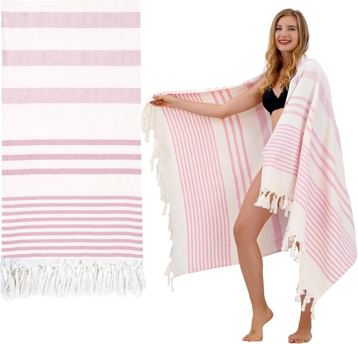 Thijox - Hamamdoek Zachte Strandlaken Lichtgewicht Ruimtebesparend 100% Katoen Sneldrogend Absorberend 75x150cm Voor Dames en Heren Sauna Handdoeken P