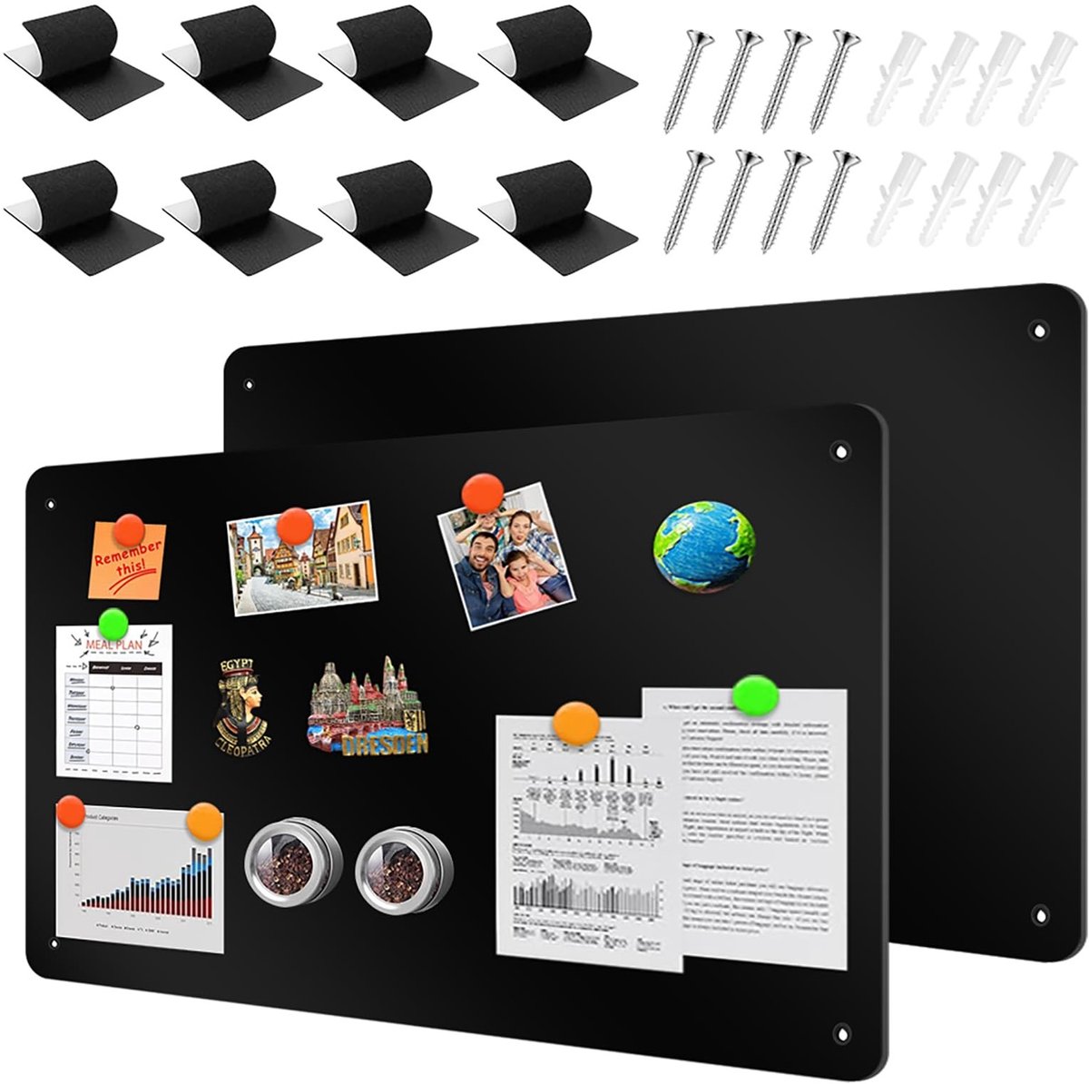 Inovra- Magneetbord 2 Stuks 43x30 cm - Magnetisch Prikbord - Krasbestendig Metalen Bord - Voor Keuken/Kantoor - Ruimtebesparend Ontwerp
