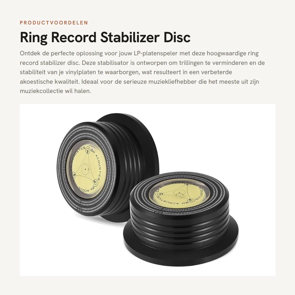 Inovra- Stabilizer voor LP-platenspeler - Recordstabilisator - Trillingsreductie - Hoogwaardige aluminiumlegering - Diameter 78 mm - Gewicht 280 g - Platenstabilisator