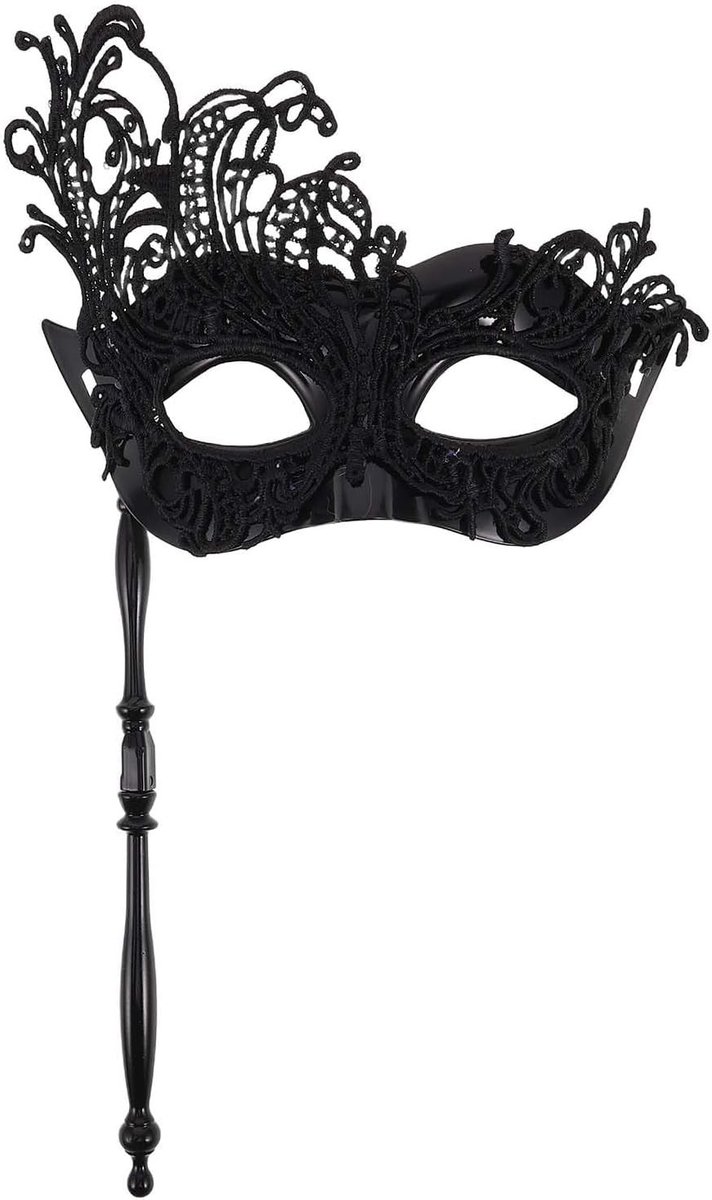 Elegante kanten handmasker voor dames, perfect voor carnaval, feestelijke gelegenheden en Venetiaanse balmaskers.