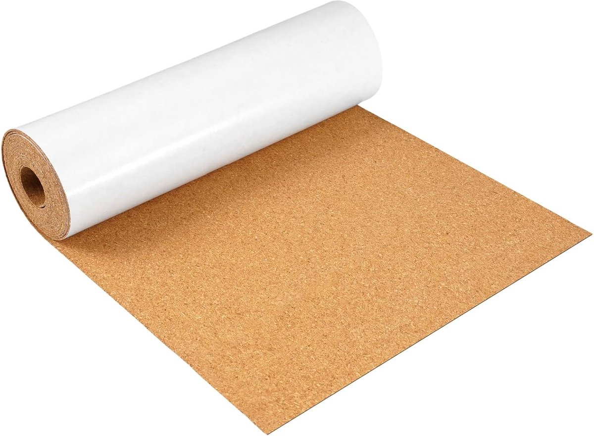 Kurkrol 250x20 cm, Geluids- en Warmte-Isolerend, Dikte 1mm, Prikbord, Memobord, Wanddecoraties, Feestdecoraties - Bruin, Zelfklevend