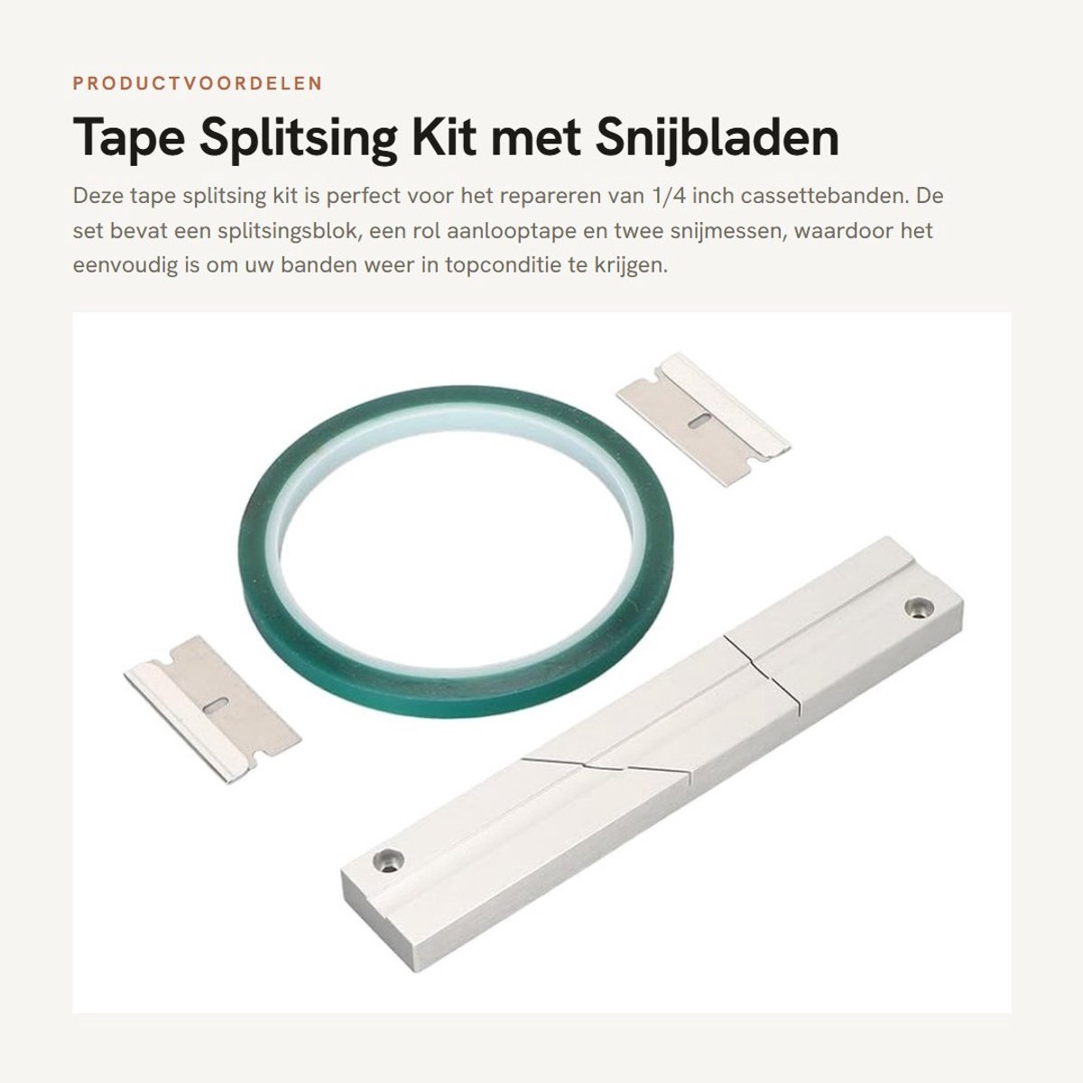 Dailygoods- Tape Splitsing Kit - Tape Reparatiepakket - Snijbladen - Verstelbare Lengte - Volledige Spoorverbindingsplaat - Geschikt voor 1/4 10 Inch Tape - Tape-reparatieset