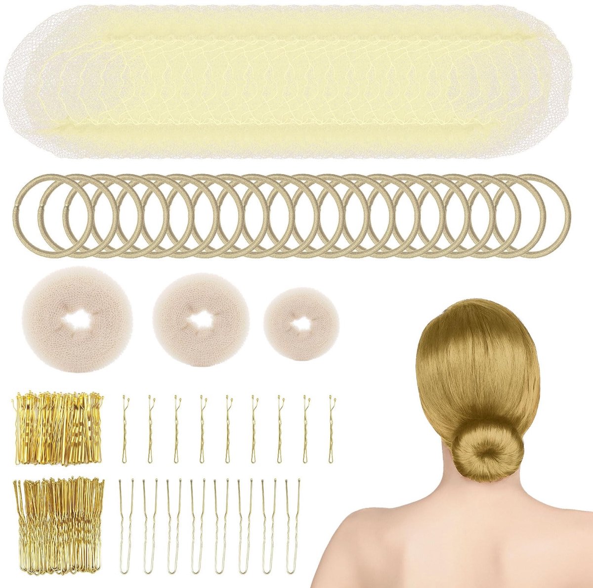 Dailygoods- Knotmakers 183 Stuks - Haarnetjes - Onzichtbare Knot - Haarelastiekjes - Haarspelden - Donutaccessoires - Haarknot