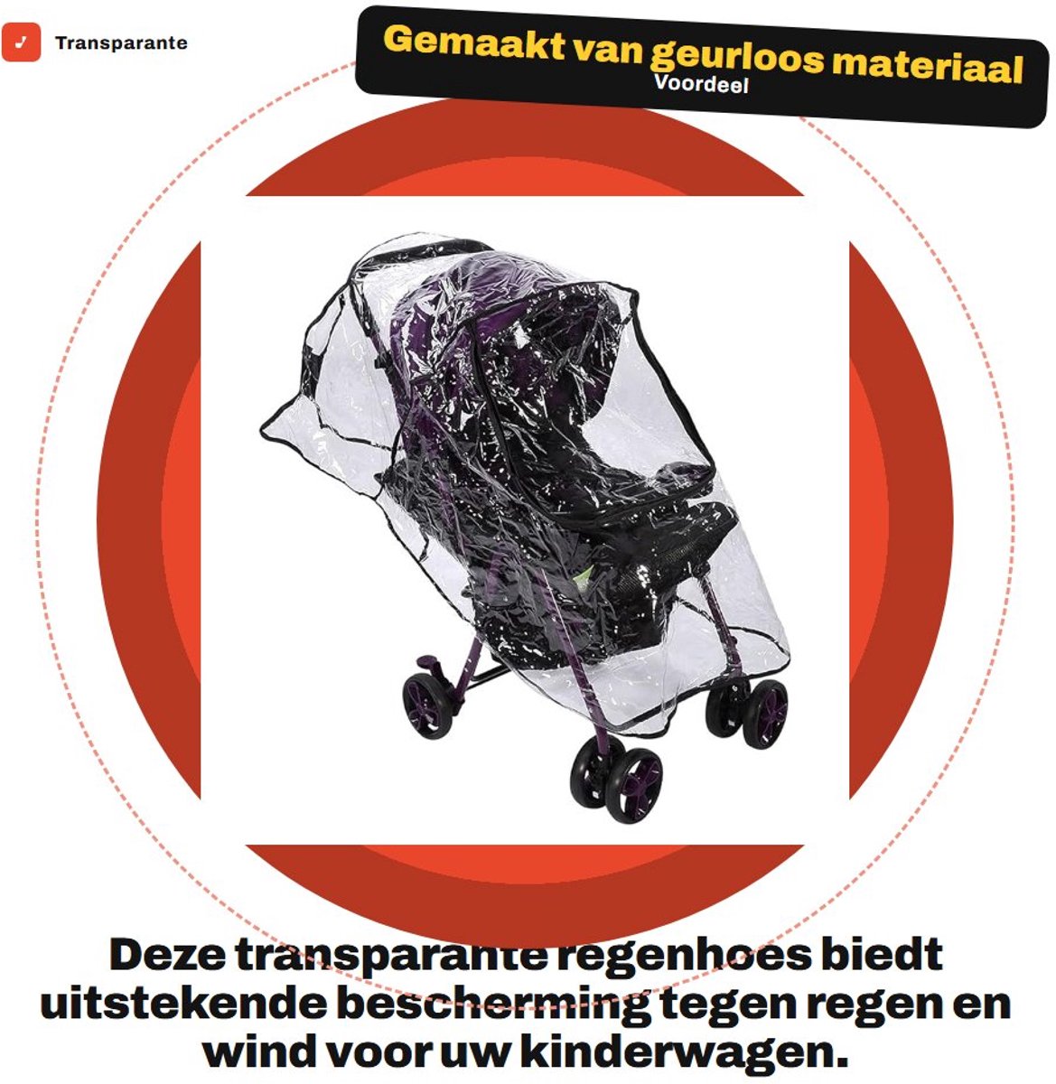 Dailygoods- Regenhoes Transparant - Reisweerschild - Geurloos - Kinderwagenschild - Universeel - Geschikt voor Kinderwagens - Kinderwagenhoes