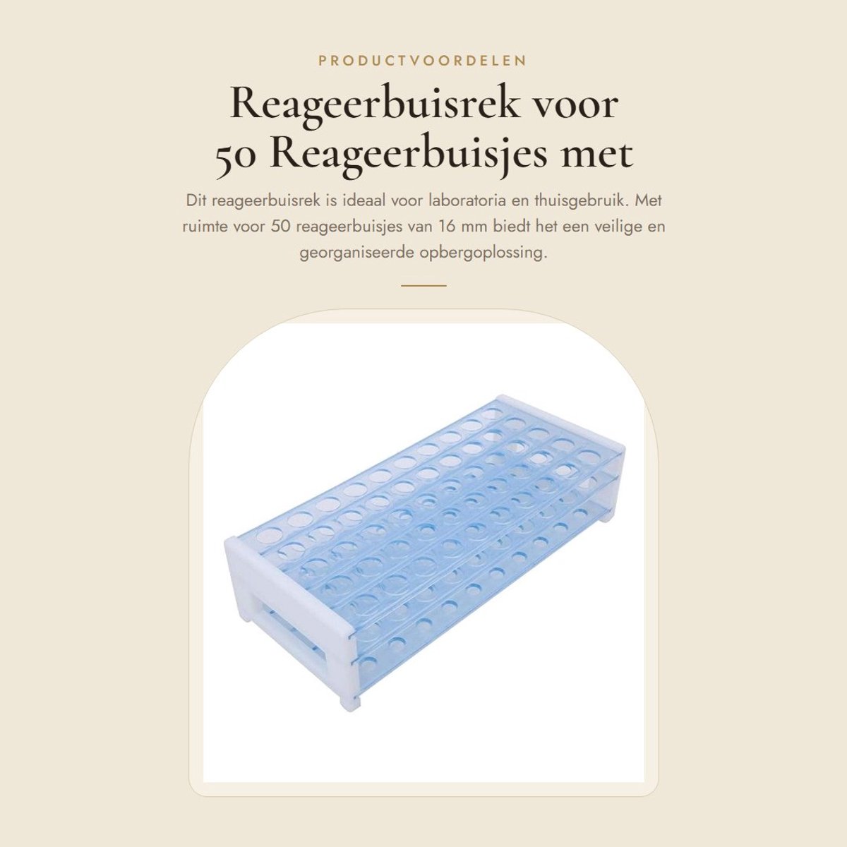 Dailygoods- Reageerbuisrek 50 Gaten - Polystyreen Houder - Verwijderbare 3-Laags - Lab Accessoires - Geschikt voor 16 mm Reageerbuisjes - Testtubehouder
