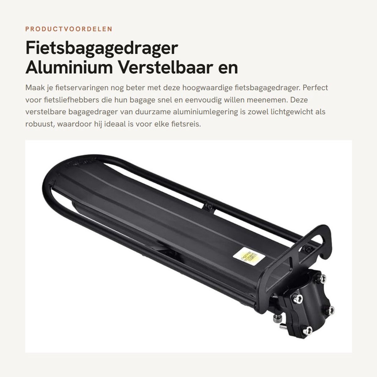 Dailygoods- Fietsbagagedrager Achter - Verstelbare Aluminiumlegering - Draagkracht 10 kg - Snelbinders - Lichtgewicht - Afmetingen 33,3 x 11,7 cm - Bagagedrager