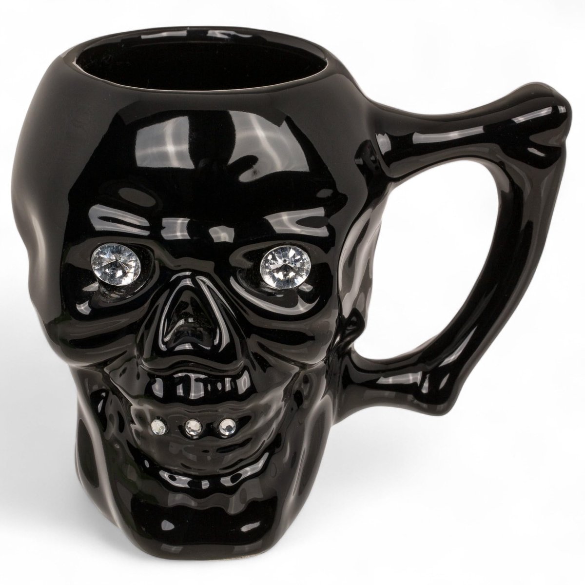 Dailygoods- Koffiemok 400 ml - Doodshoofd - Aardewerk - Stijlvolle Schedelmok - Halloween - Glinsterend Metallic Oppervlak - Theemok