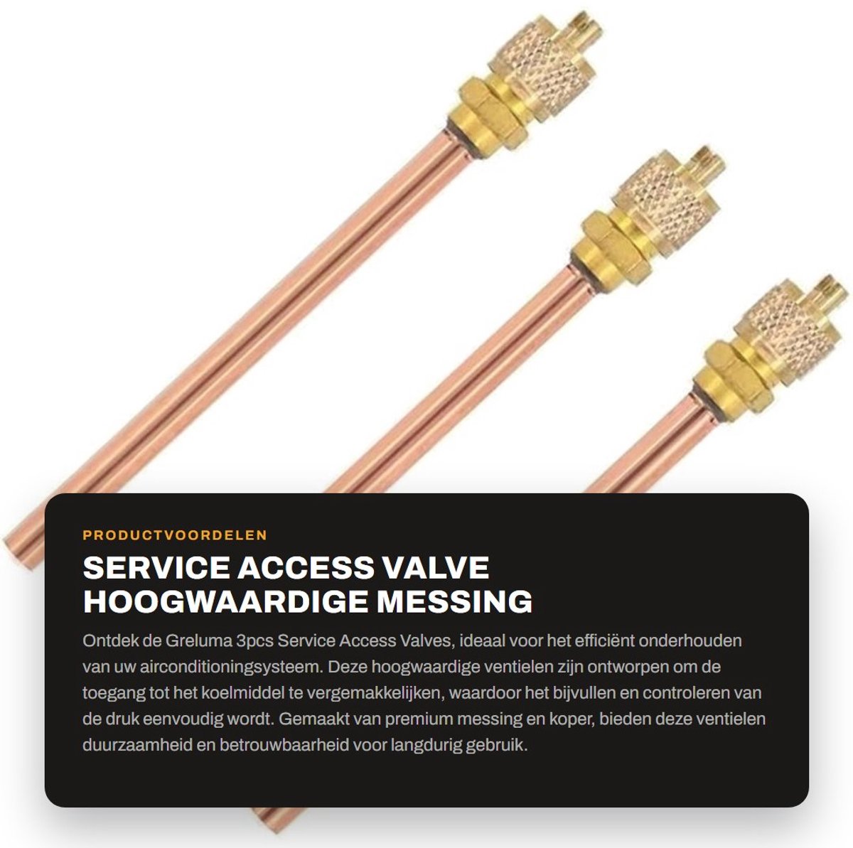 Dailygoods- Service Access Valve 3 Stuks - 1/4'' SAE - 4'' Stang - Messing/Koper - Duurzaam - Voor Koelsystemen - Koelmiddelklep