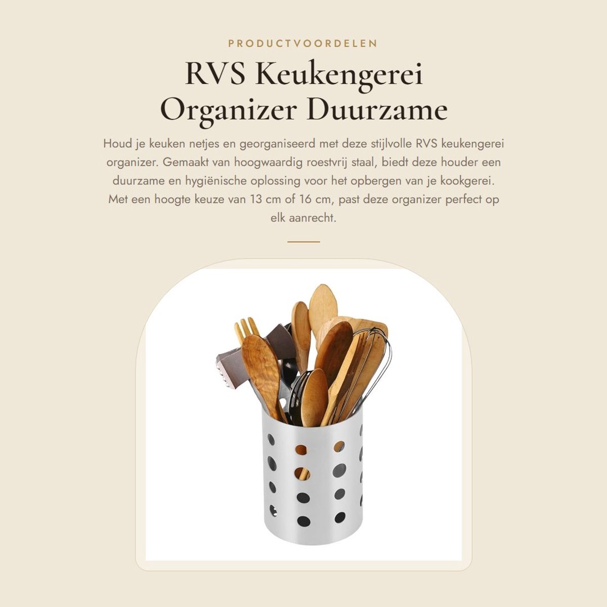 Dailygoods- Keukenaccessoire Hoogwaardige RVS Organizer - Keuken Organizer Aanrecht - Keuken Accessoires - Keuken Organizers - Keuken Accessoires Organizer - Met Afvoergat - Keukenorganizer