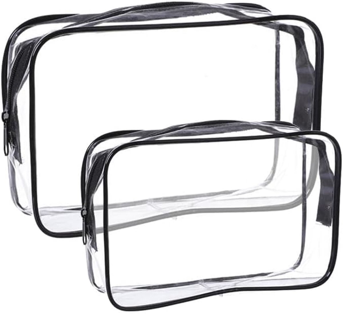 Thijox - Transparante Toilettas Set van 2 - Grote Cosmeticatas - Waterdichte en Duurzame Reisaccessoires voor Vliegtuig, Handbagage en Organisatie