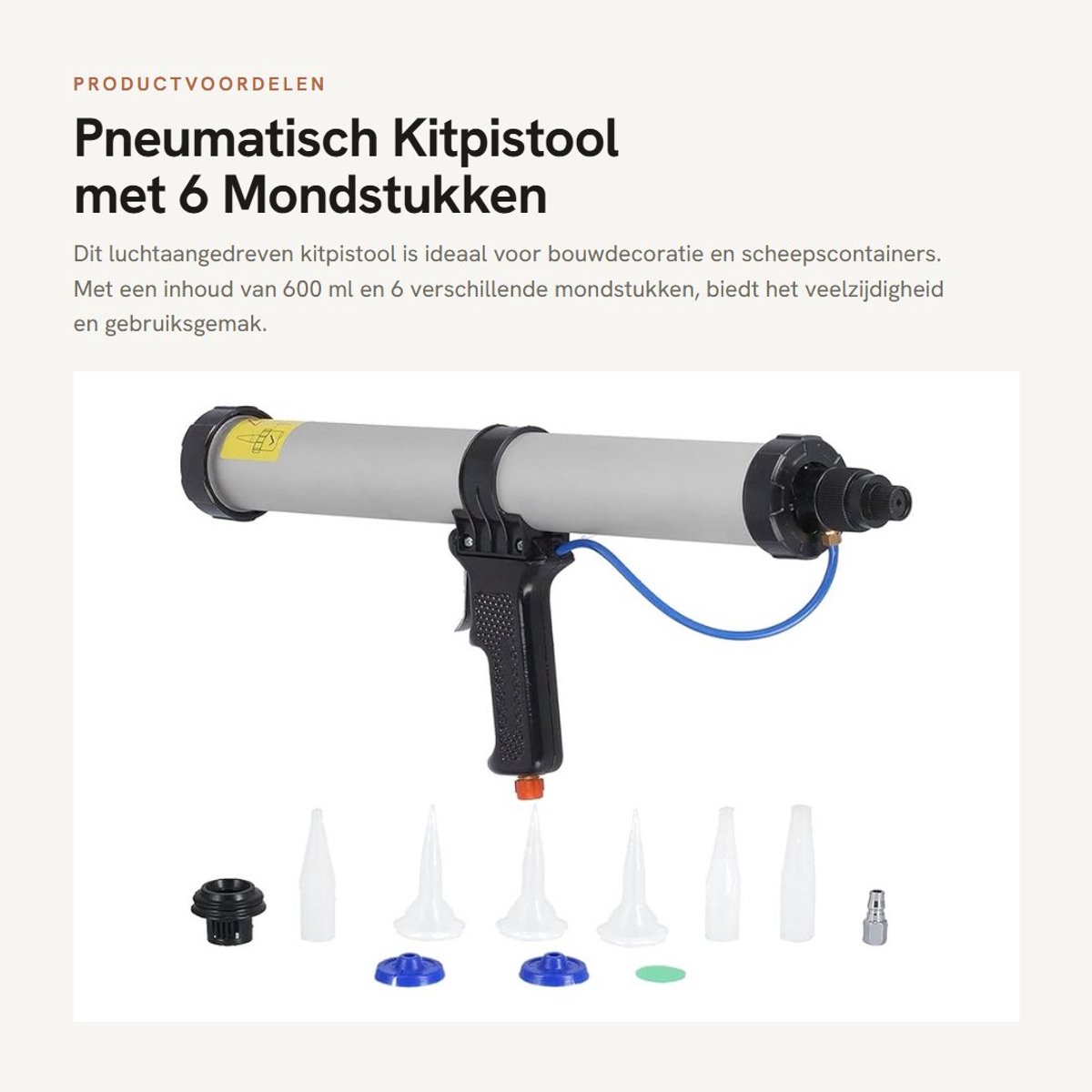 Dailygoods - Pneumatisch Kitpistool met 6 Mondstukken