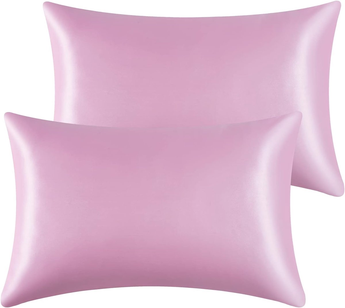 SnelShoppen - Set van 2 Satijnen Kussenslopen voor Haar en Huid, Super Zachte en Zijdeachtige Kussencovers met Envelopsluiting, Minder Wrijving, Minde