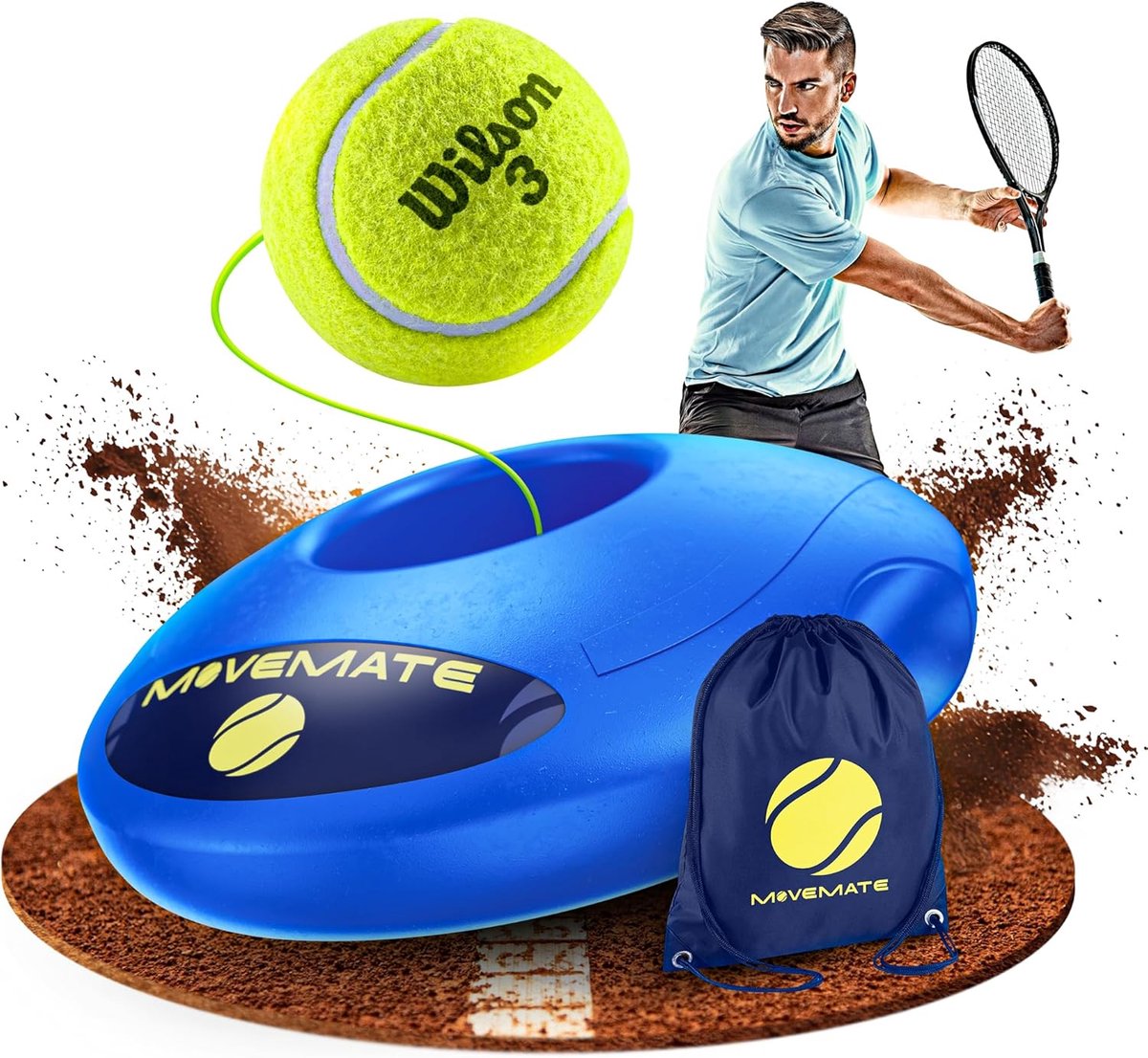 SnelShoppen - Tennistrainingsset met Tennisballen, Innovatief Balspel voor Buiten, Tuin & Park, Geschikt voor Kinderen en Volwassenen, Inclusief Trans