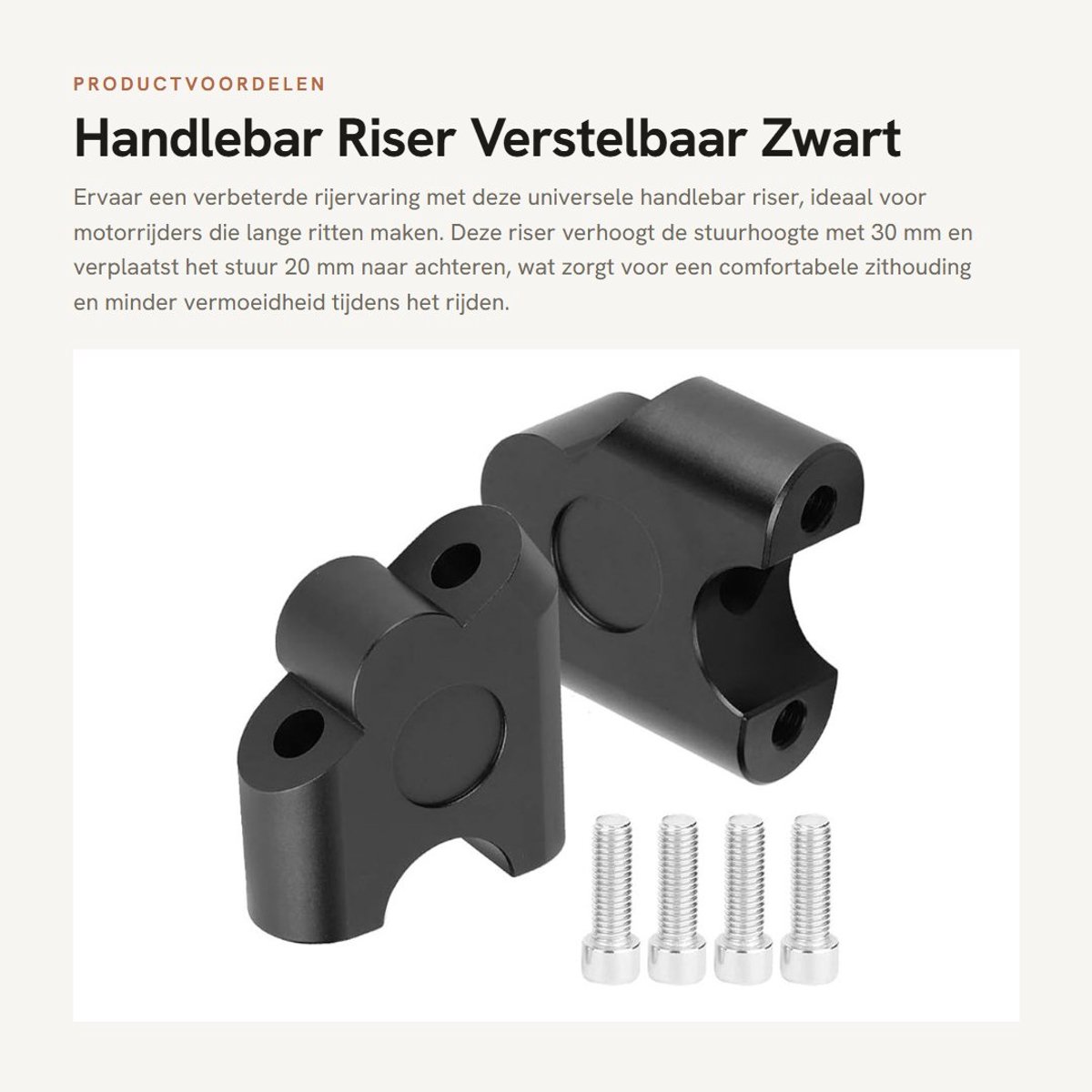 Dailygoods- Stuur Riser 30 mm Verstelbaar - Motorfiets Stuur Klem - CNC Aluminiumlegering - Universeel Geschikt - Zwart - Eenvoudig te Installeren - Stuurverhoger