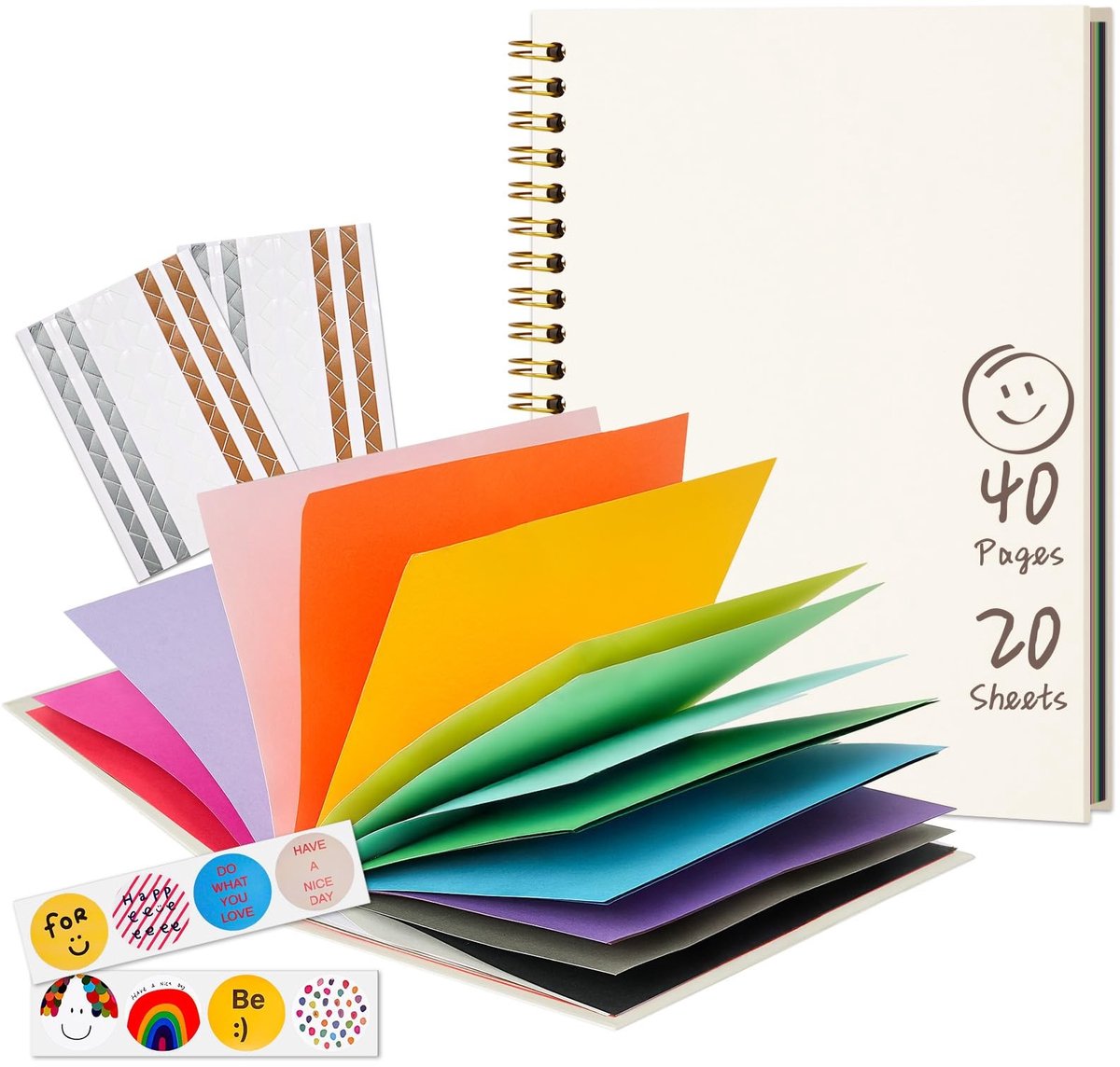 Dailygoods- Plakboek 28 x 20,5 cm - DIY Fotoalbum - Creatief Scrapbook - 40 Kleurrijke Pagina's - Voor Kinderen - Stimuleert Creativiteit