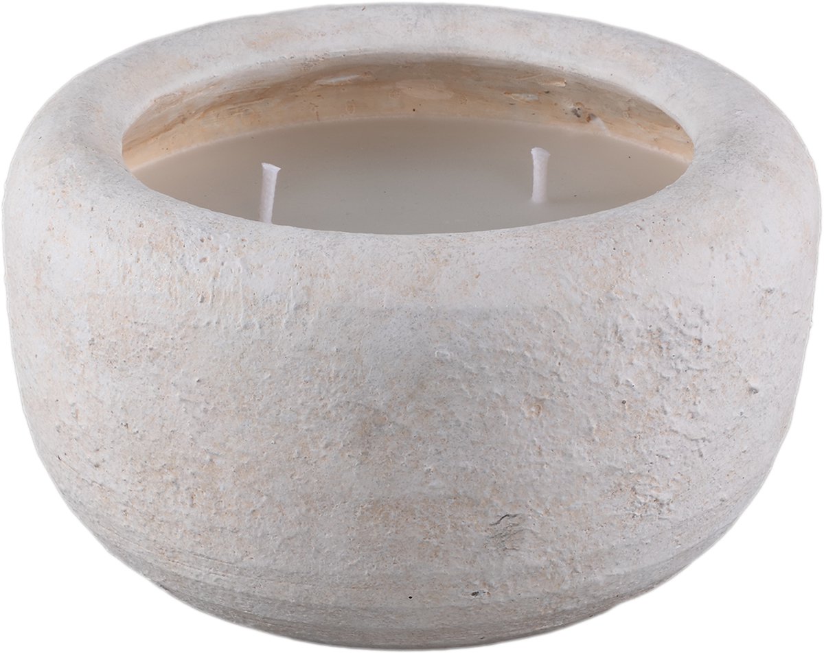 PTMD Sarai White Cement Outdoor Candle Rounded L